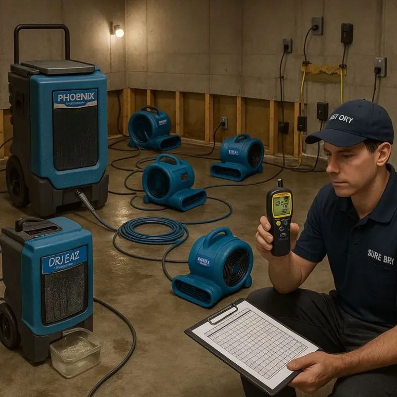 Structural Drying and Dehumidification process in Walden, NY